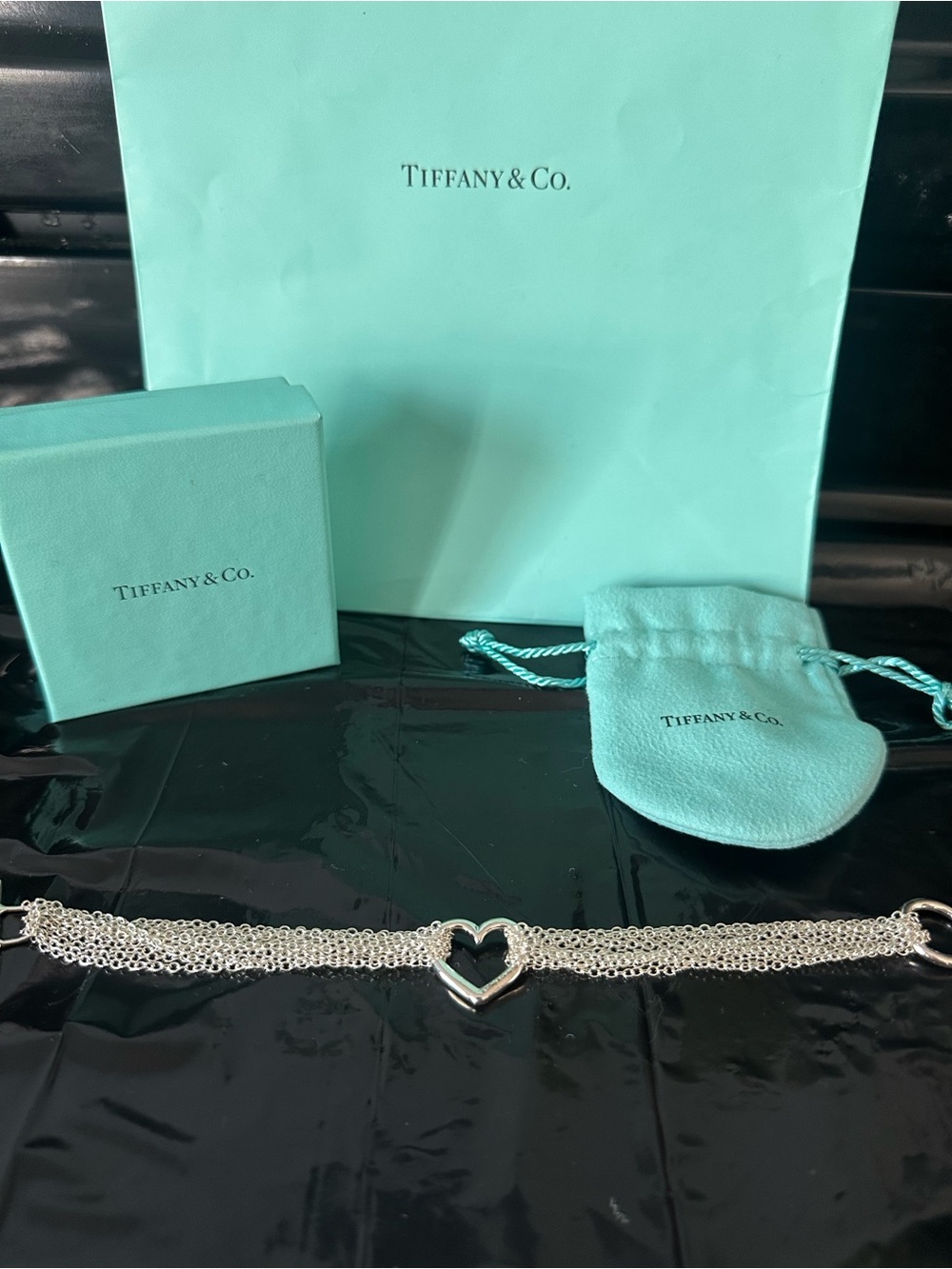 ๐ Tiffany & Co 925 Sterling Silver Retired Heart Mesh Multi-Strand Bracelet. ๐ - Picture 4 of 7